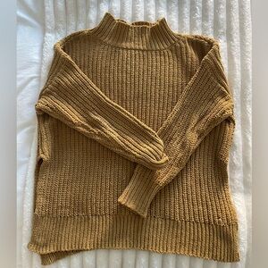 Aerie Mustard Yellow Mock Neck Sweater